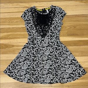 Black and White Floral Skater Dress